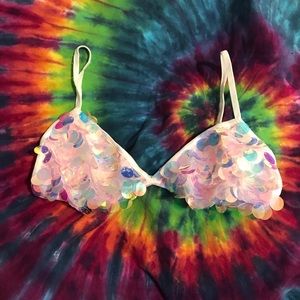 Sequin Bra - Holographic Mermaid Rave EDM